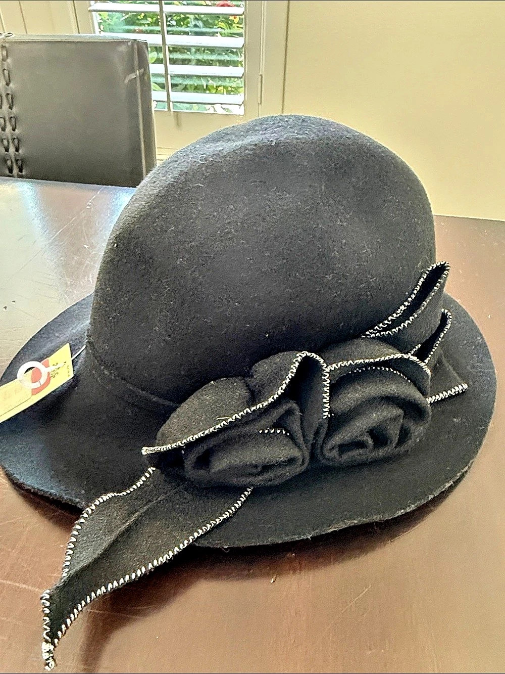 Kate Landry Black Bow Felt Hat NWT